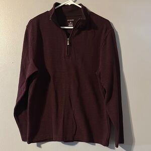 Van Heusen Men's Maroon Zip-Up Sweater Size Med